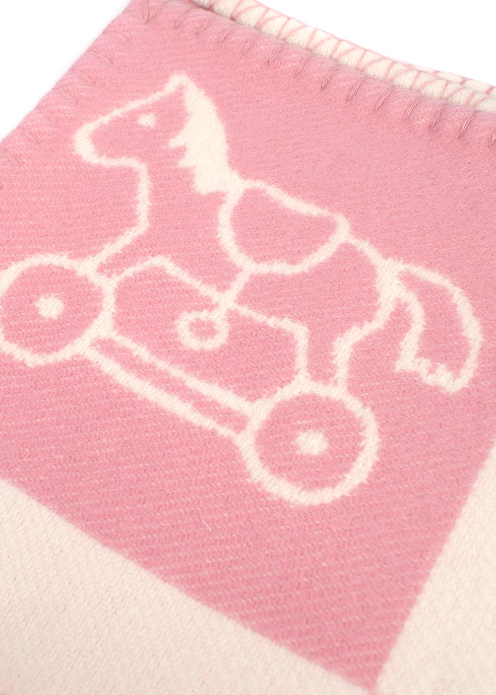 Men's Hermes Pink Wool and Cashmere Adada Avalon Baby Blanket pink ivory other