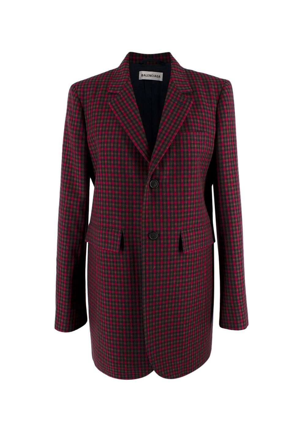 Balenciaga Red Chequered Blazer Size S wool