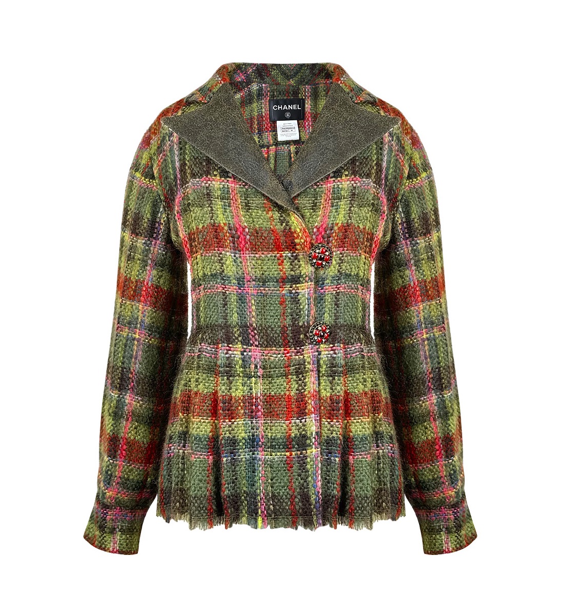 Chanel Paris/Edinburgh Rare Green Tartan Tweed Jacket Size S