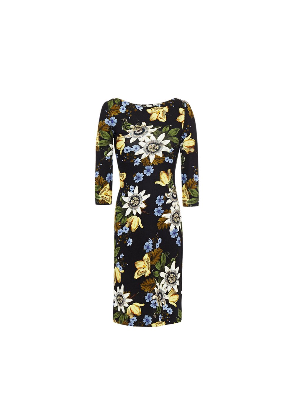 Erdem Reese Floral-print Stretch-ponte Dress Size S Black viscose