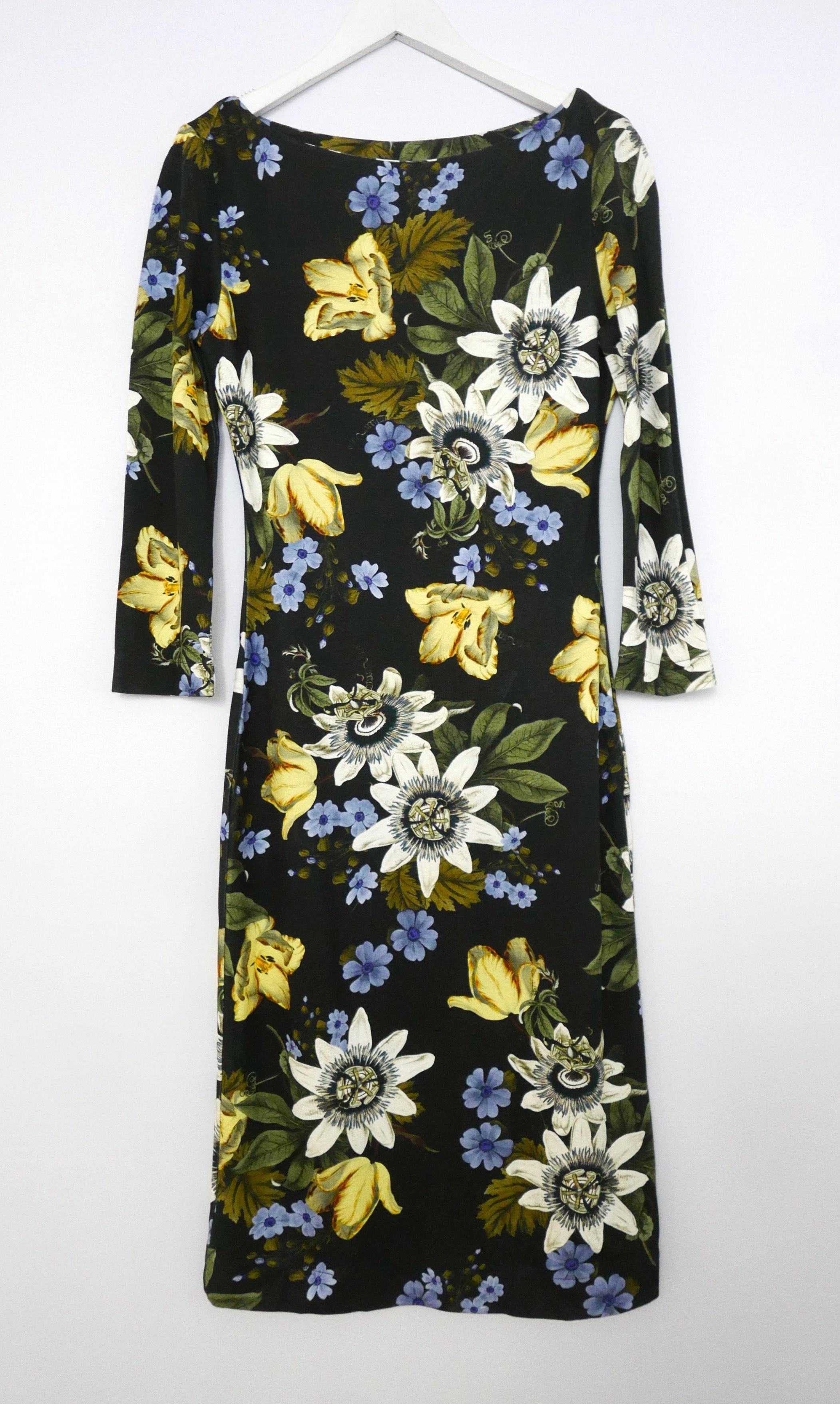 Erdem Reese Floral-print Stretch-ponte Dress Size S Black viscose