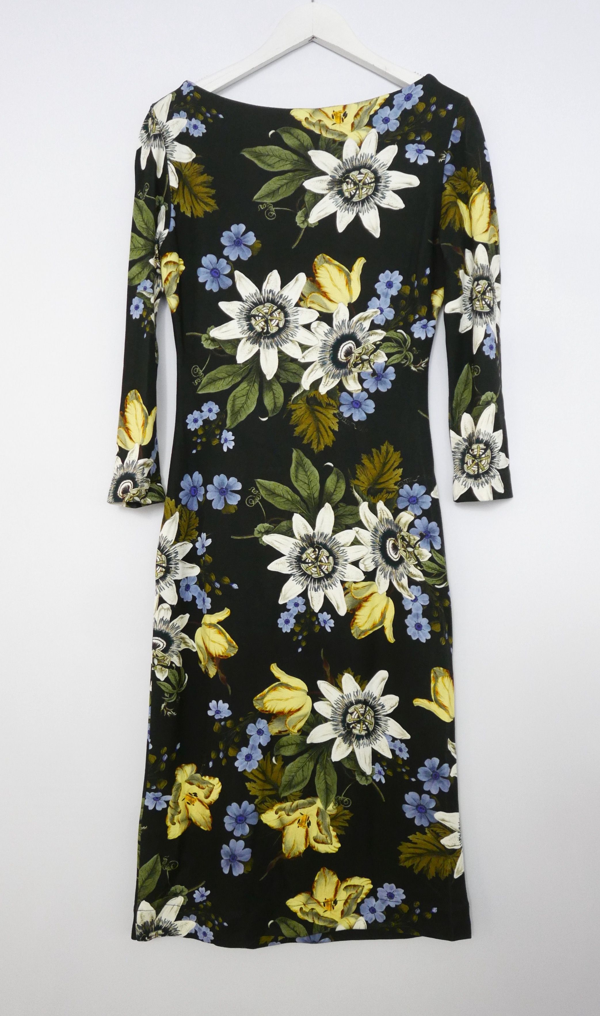 Erdem Reese Floral-print Stretch-ponte Dress Size S Black viscose