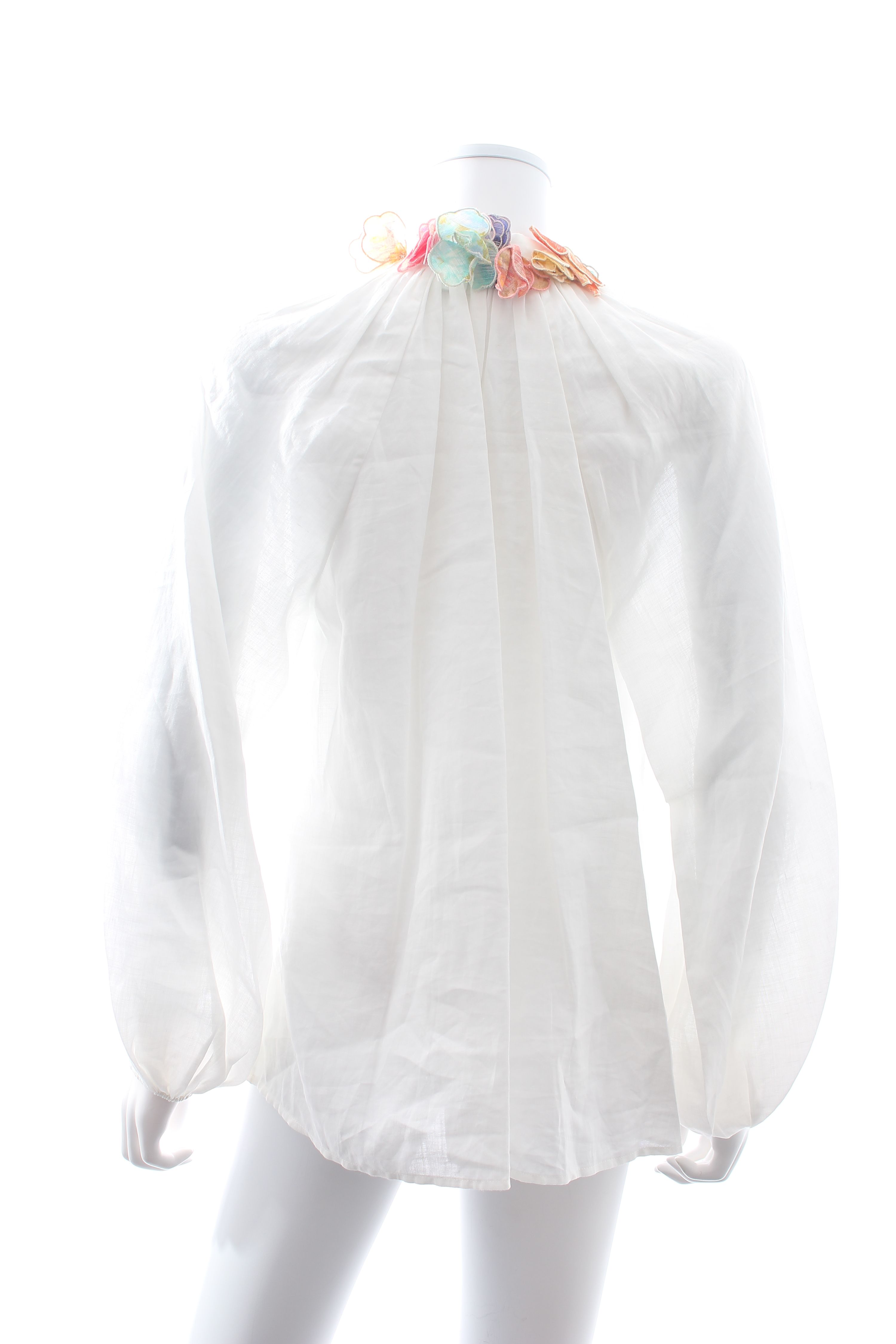 Preowned Zimmermann High Tide Lantern Ramie Blouse Size XS White