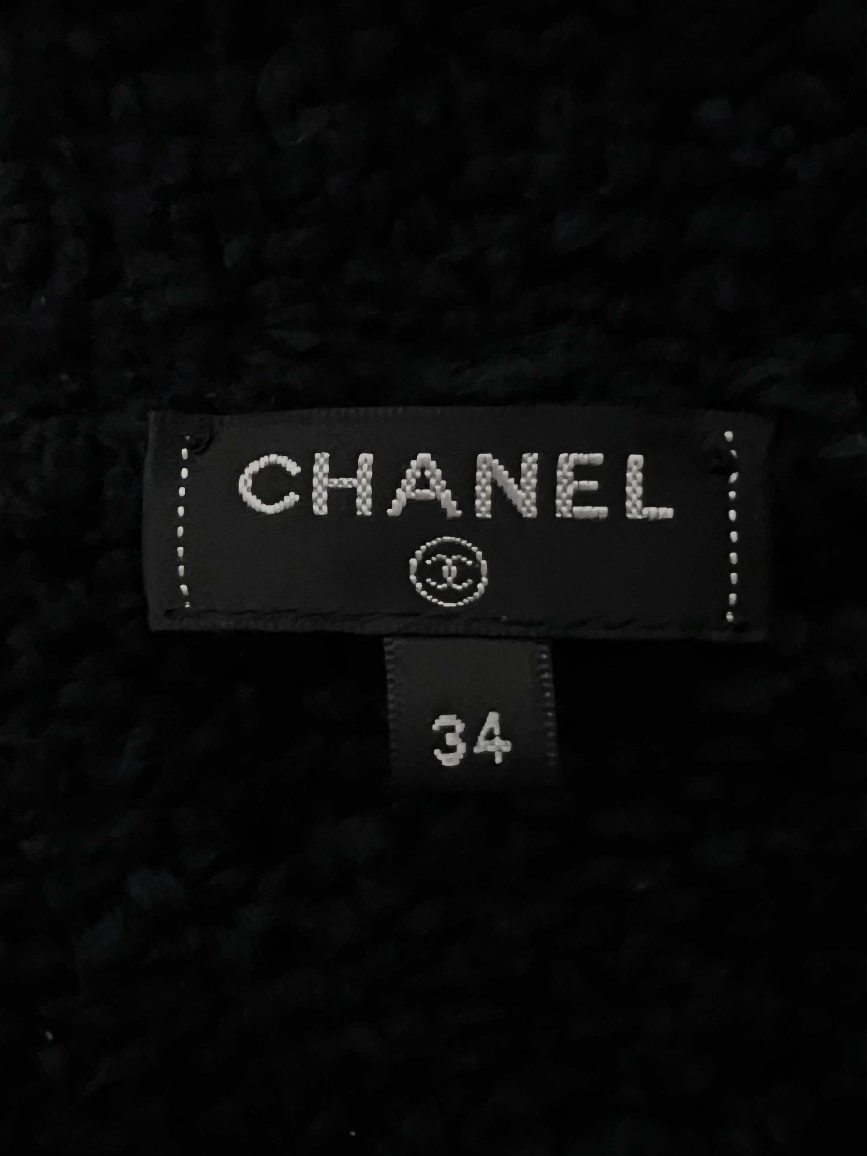 Chanel Iconic CC Logo Teddy Jacket Size XS navy wool