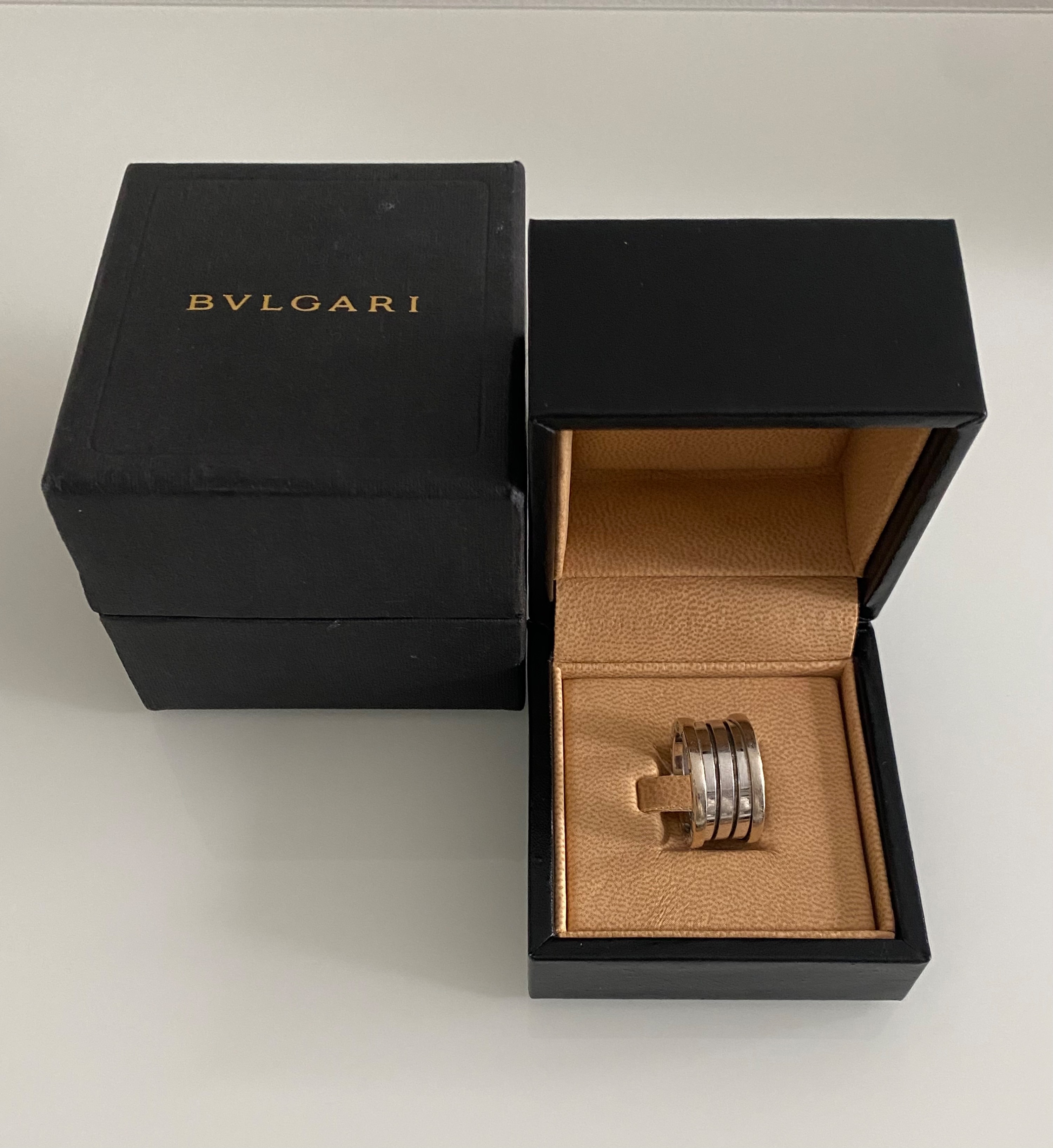 Preowned Bvlgari B Zero 1 White Gold 4 Band Ring Size S Silver