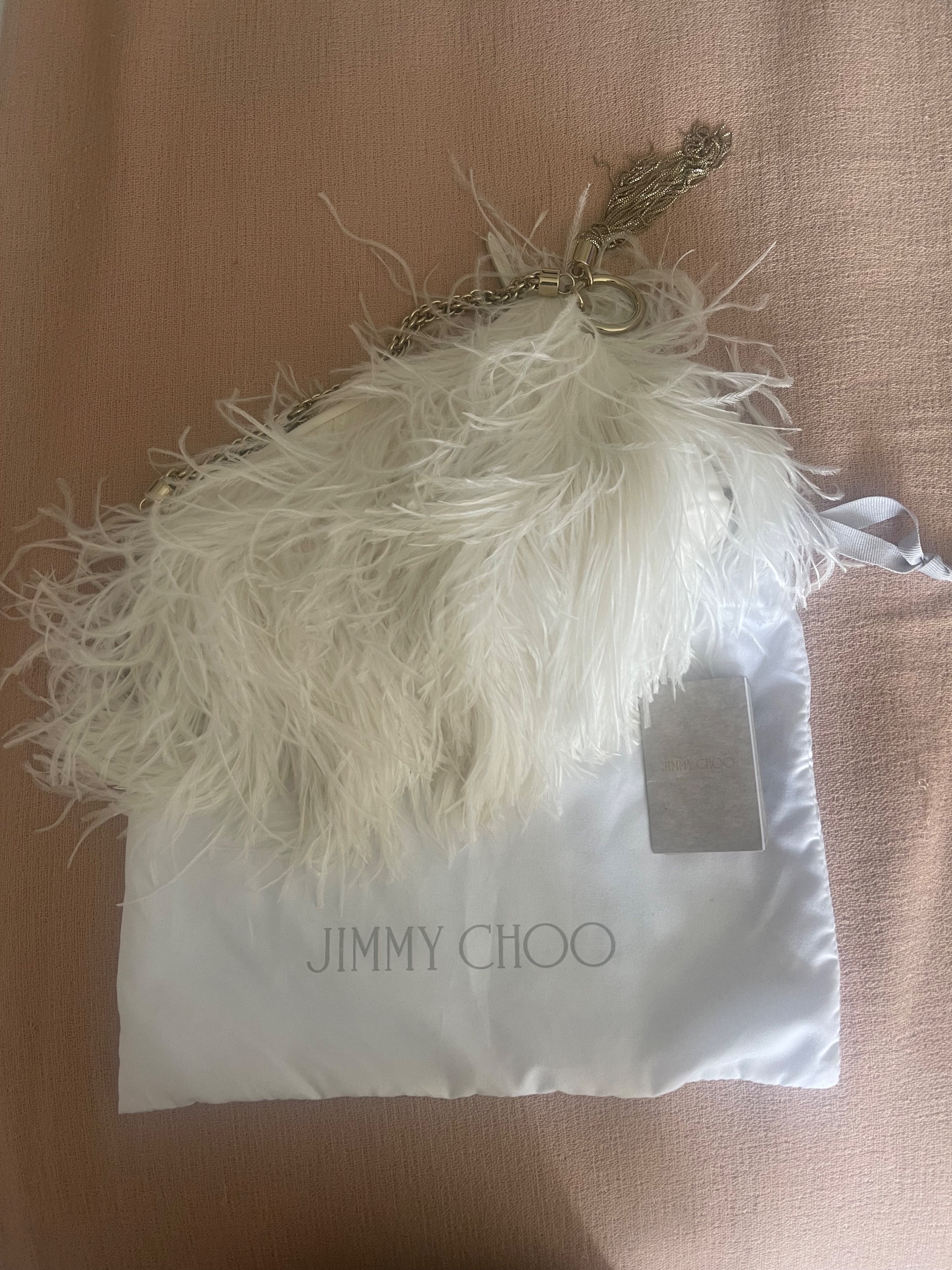 Jimmy Choo White Ostrich Feather Clutch