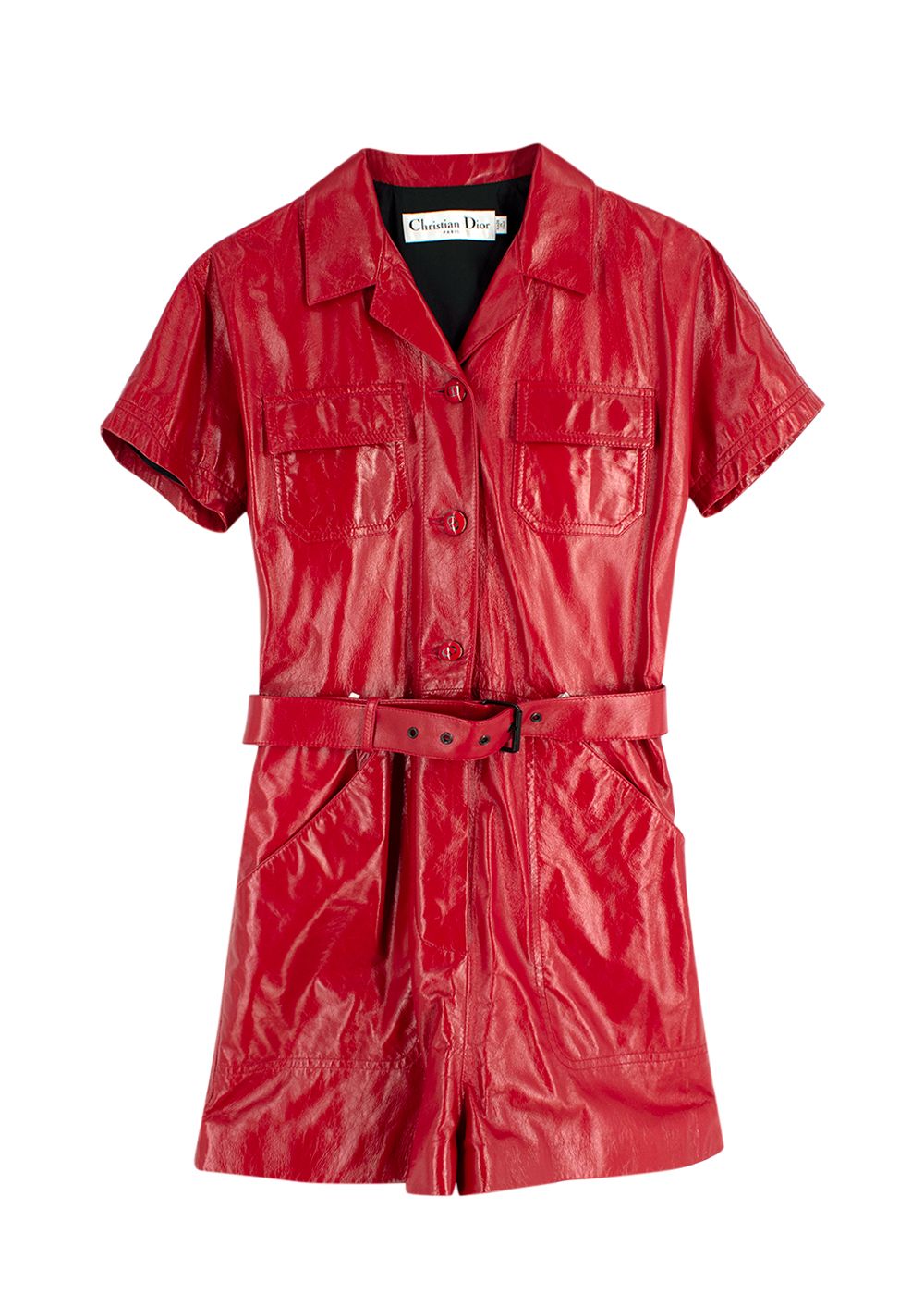 Dior Red Leather Playsuit Size S