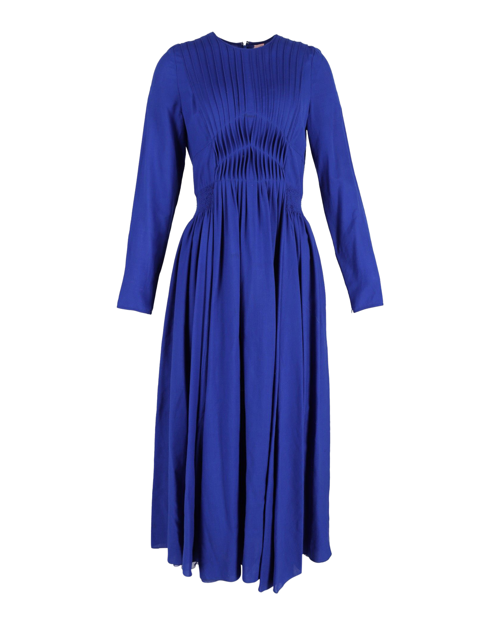 Preowned Gabriela Hearst Blue Silk Herminia Pleated Midi Dress Size S