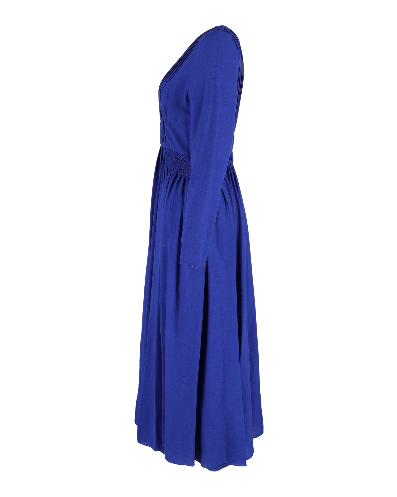 Preowned Gabriela Hearst Blue Silk Herminia Pleated Midi Dress Size S