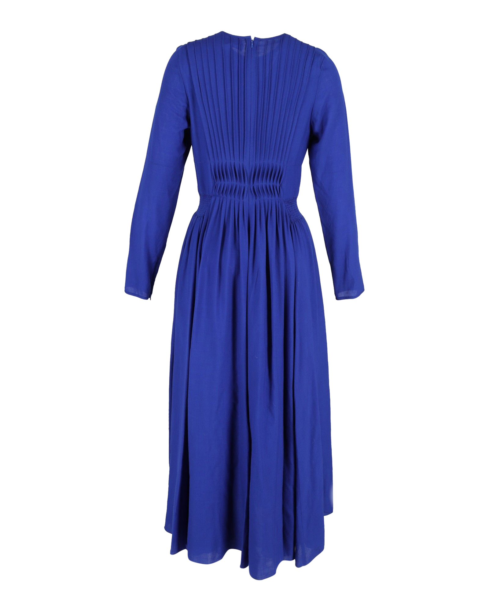 Preowned Gabriela Hearst Blue Silk Herminia Pleated Midi Dress Size S