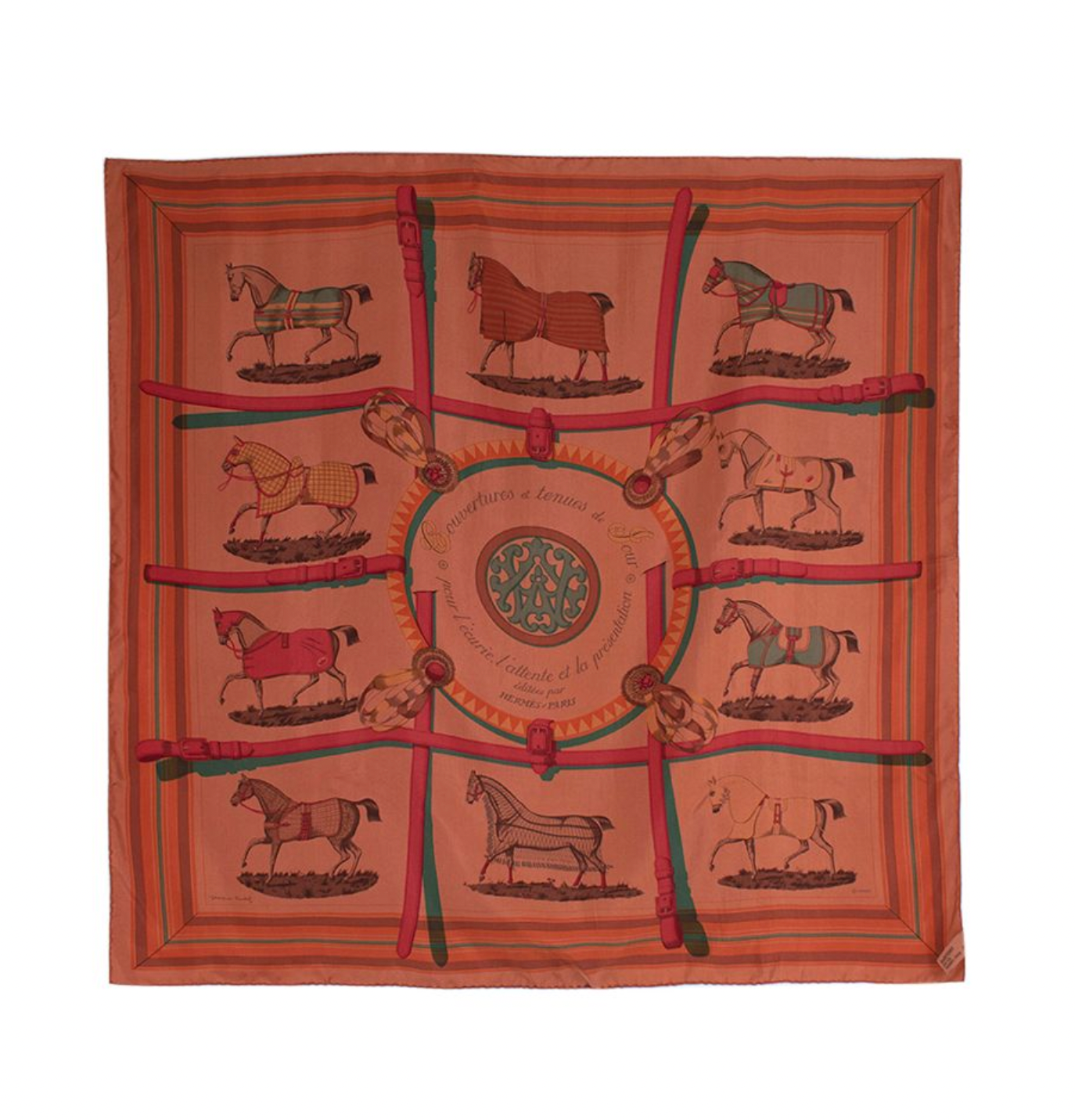 Hermes Couvertures et Tenues de Jour Silk Scarf 90 Brown