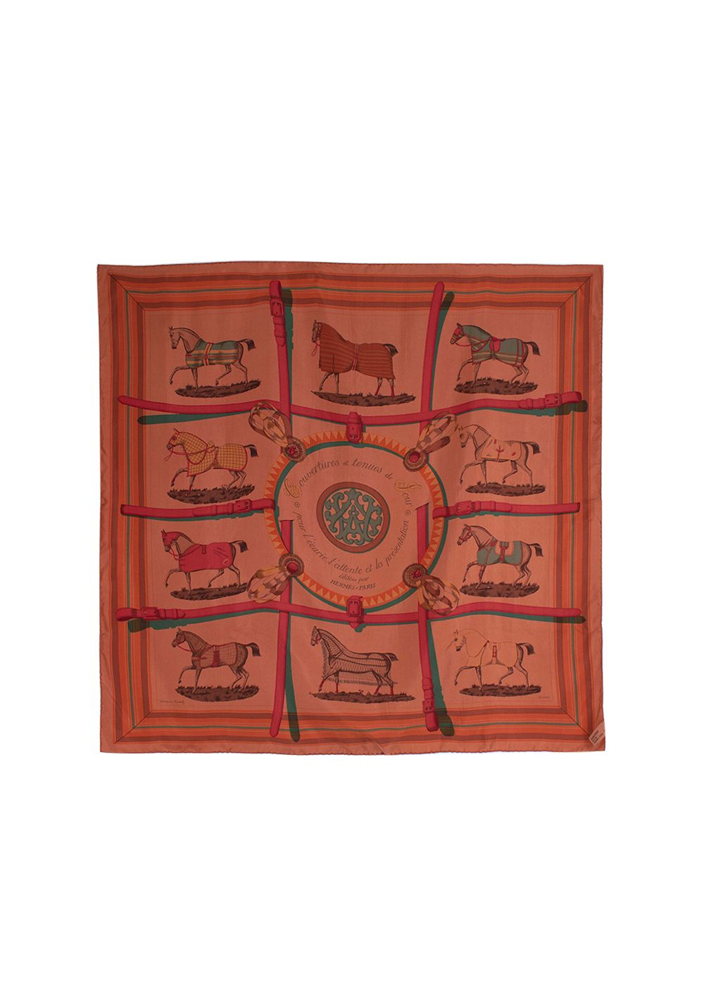 Hermes Couvertures et Tenues de Jour Silk Scarf 90 Brown