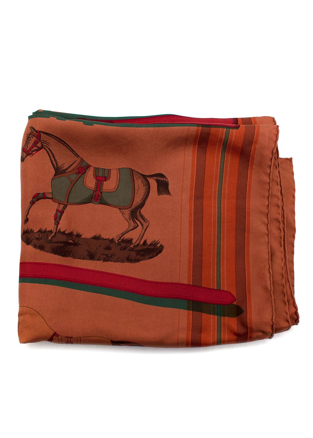 Hermes Couvertures et Tenues de Jour Silk Scarf 90 Brown