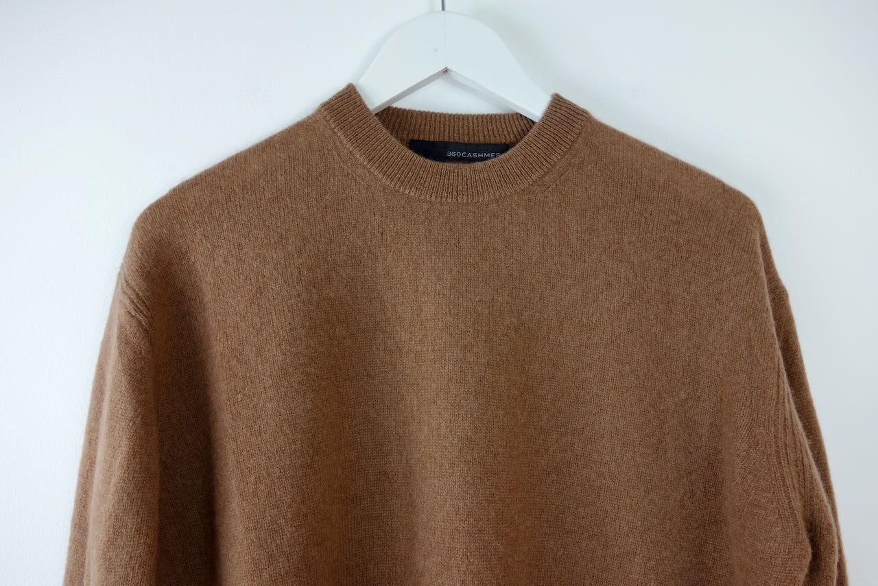 Preowned 360 Cashmere Tan Crew Neck Jumper Size M Brown