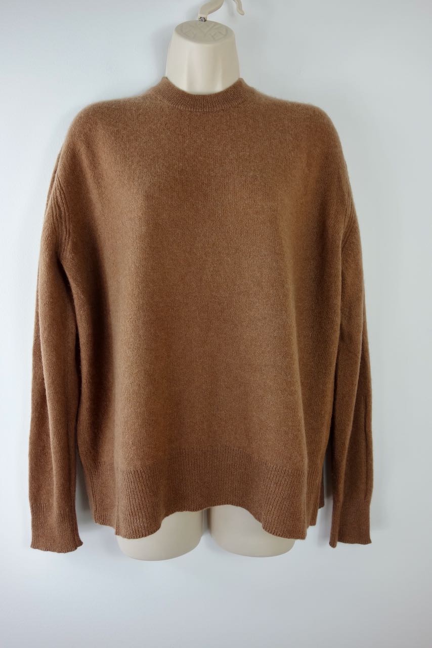 Preowned 360 Cashmere Tan Crew Neck Jumper Size M Brown