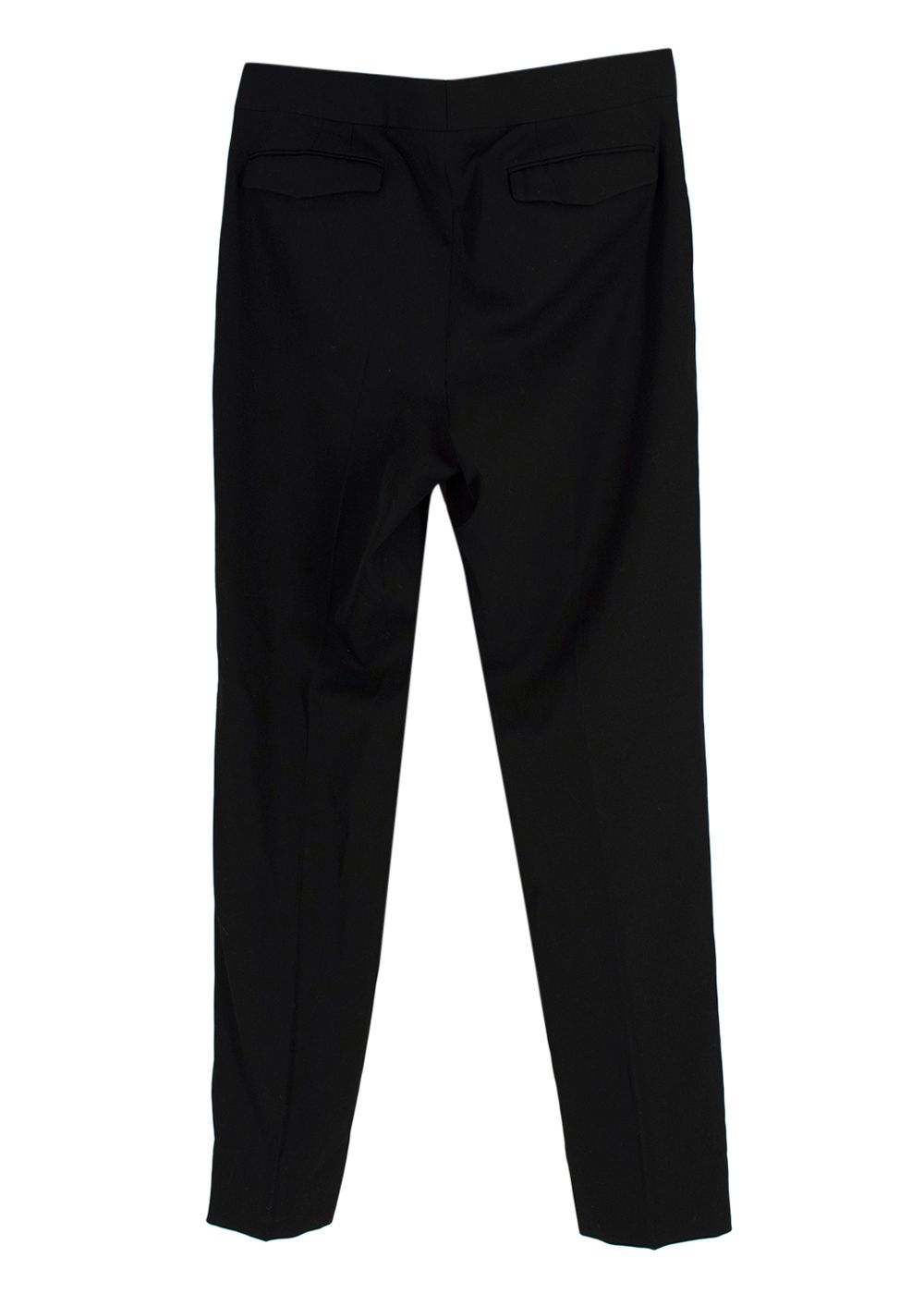 Men's Preowned Dior Homme Black Leather Trimmed Tailored Trousers Size XXS wool