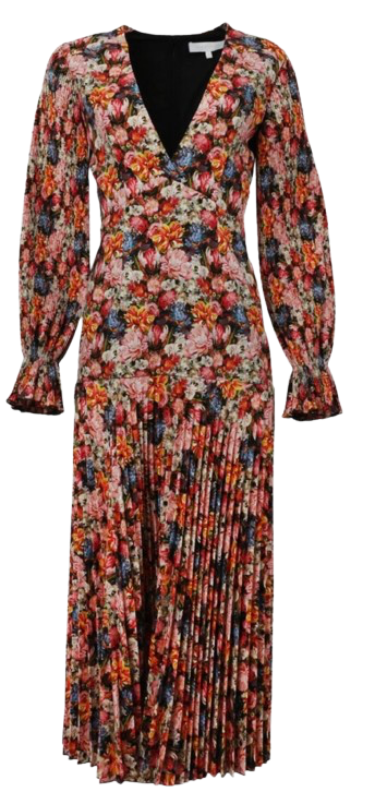 Borgo De Nor Red Floral Alexis Midi Dress Size M Multi polyester