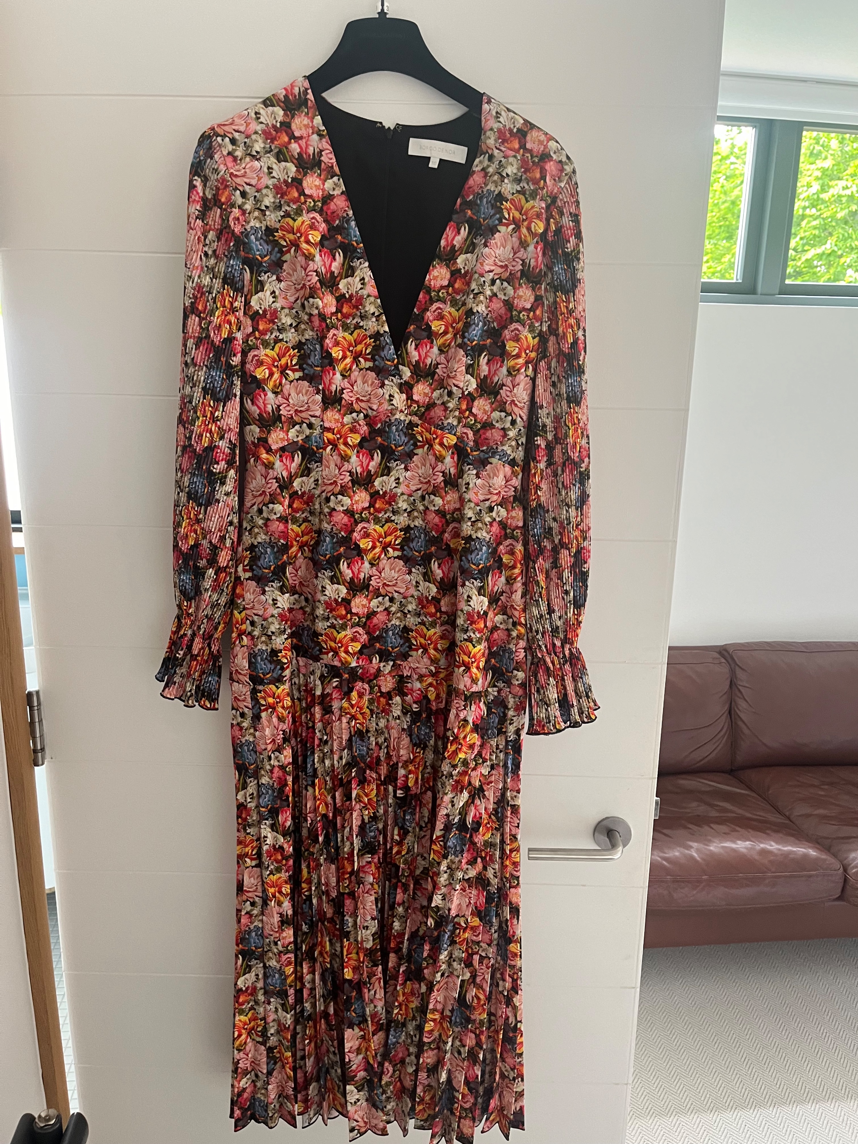 Borgo De Nor Red Floral Alexis Midi Dress Size M Multi polyester