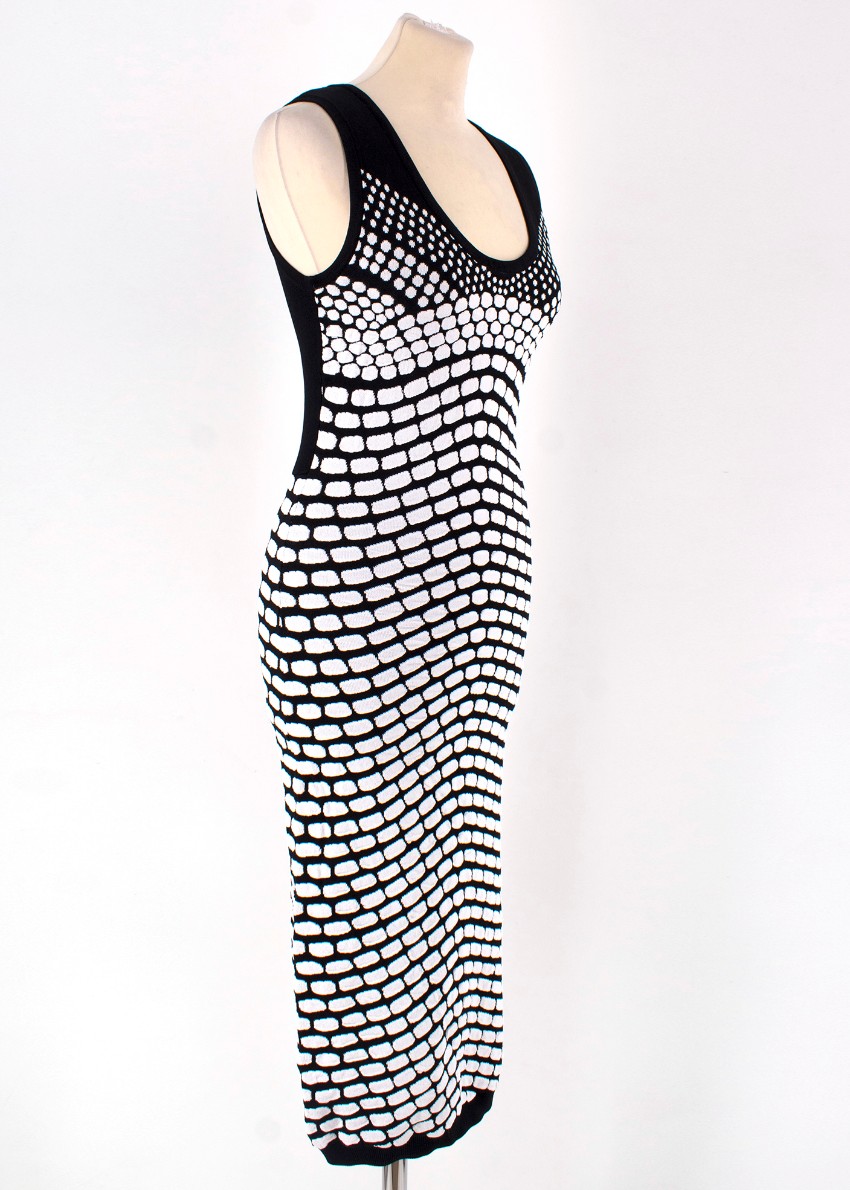 Preowned Artelier Nicole Miller Monochrome Knit Midi Dress Size XS Black  White viscose