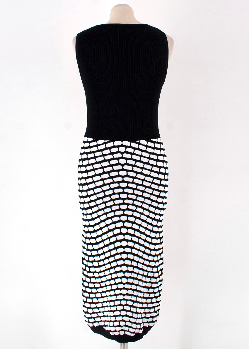 Preowned Artelier Nicole Miller Monochrome Knit Midi Dress Size XS Black  White viscose