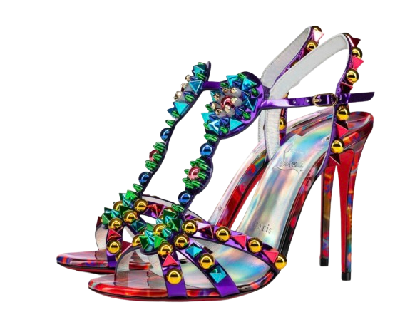 Christian Louboutin Multicolour Goldora 100 Studded Patent Leather Heels Size 37 Multi