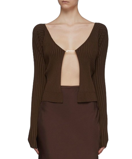 Preowned Jacquemus Brown La Maille Pralù Longue  Cardigan Size 40 polyester/polyester viscose