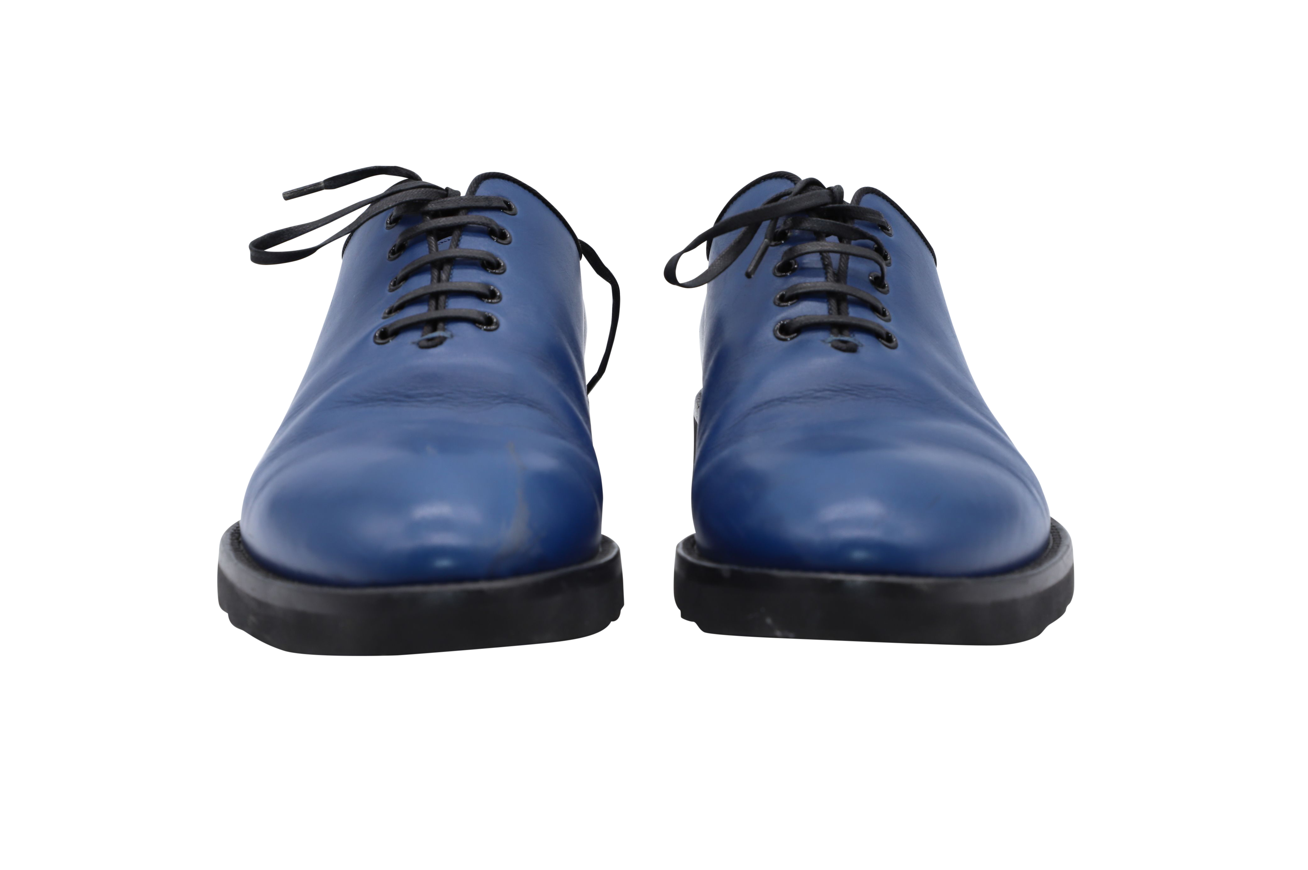 Dolce  Gabbana Blue Leather Lace-Up Oxfords Size 405