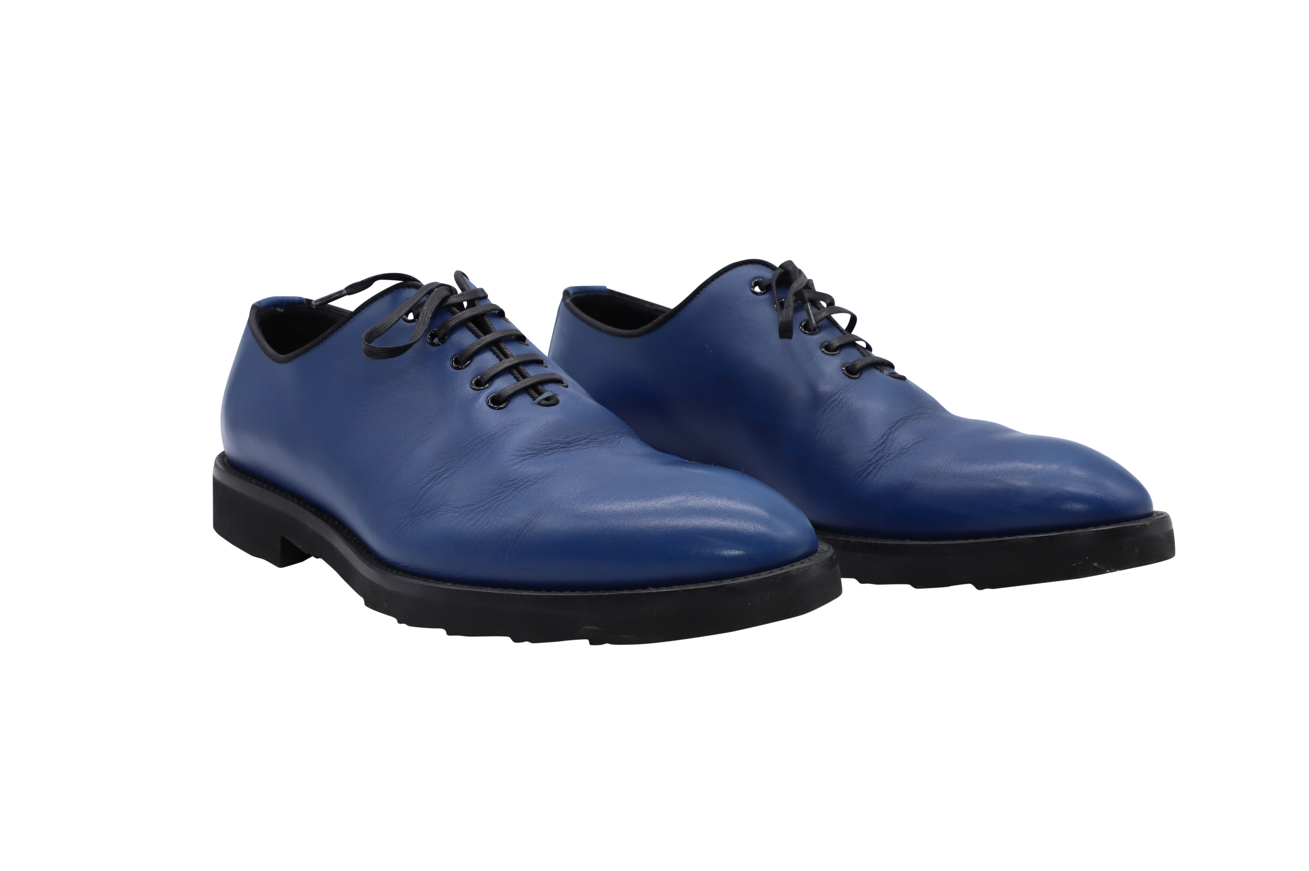 Dolce  Gabbana Blue Leather Lace-Up Oxfords Size 405