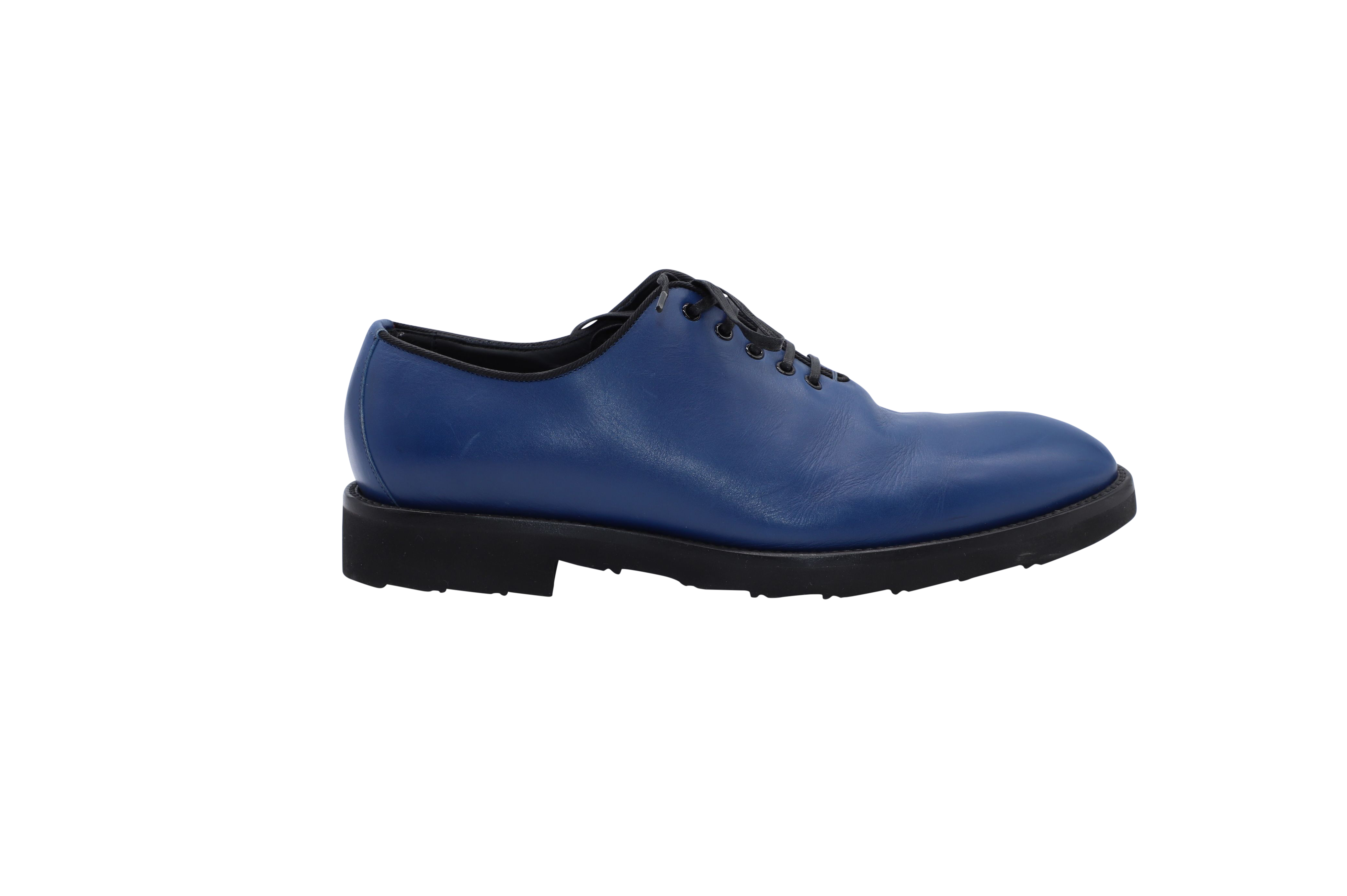 Dolce  Gabbana Blue Leather Lace-Up Oxfords Size 405