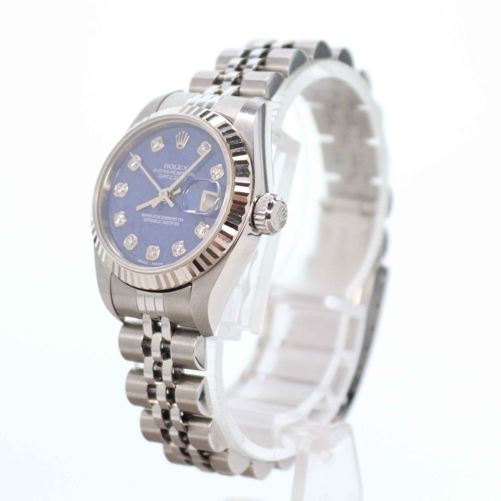 Rolex Solitude Blue Diamond 26mm Datejust Watch Size S white gold stainless steel white gold/stainless steel