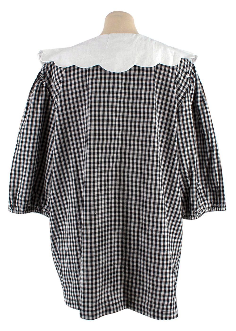 Batsheva Black and White Gingham Scalloped Collar Top Size M cotton