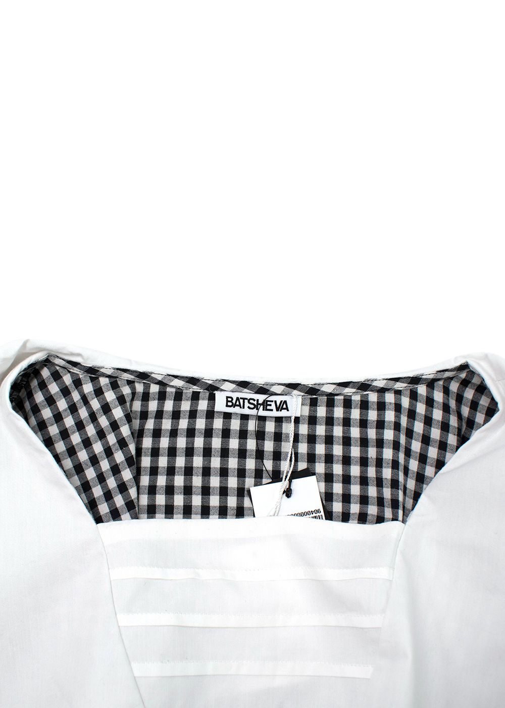 Batsheva Black and White Gingham Scalloped Collar Top Size M cotton