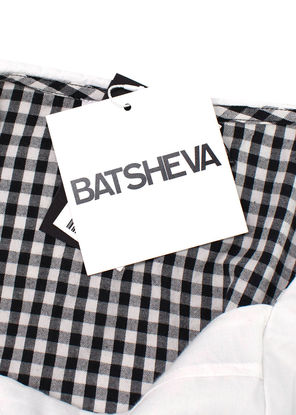 Batsheva Black and White Gingham Scalloped Collar Top Size M cotton