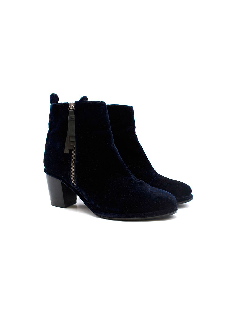 Opening Ceremony Navy velvet block heeled ankle boots Size 41