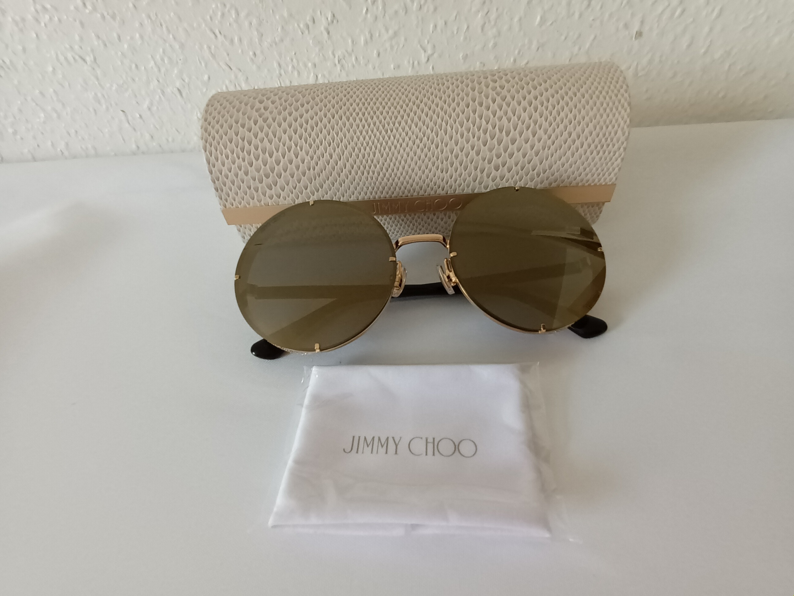 Jimmy Choo Round Lilo/S Sunglasses Size M Rose Gold and Gray metal