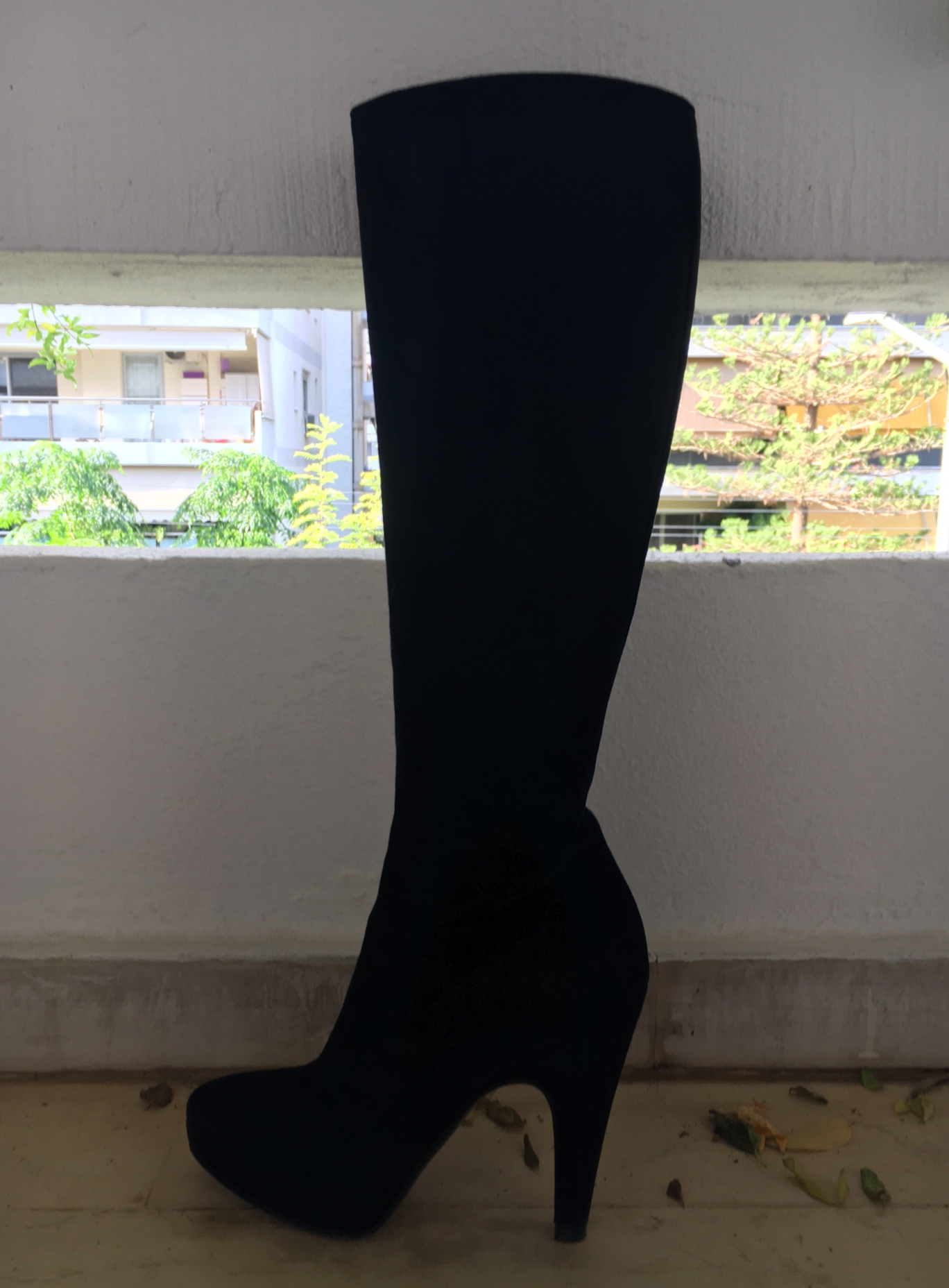 Preowned Prada Black Suede Knee Boots Size 37