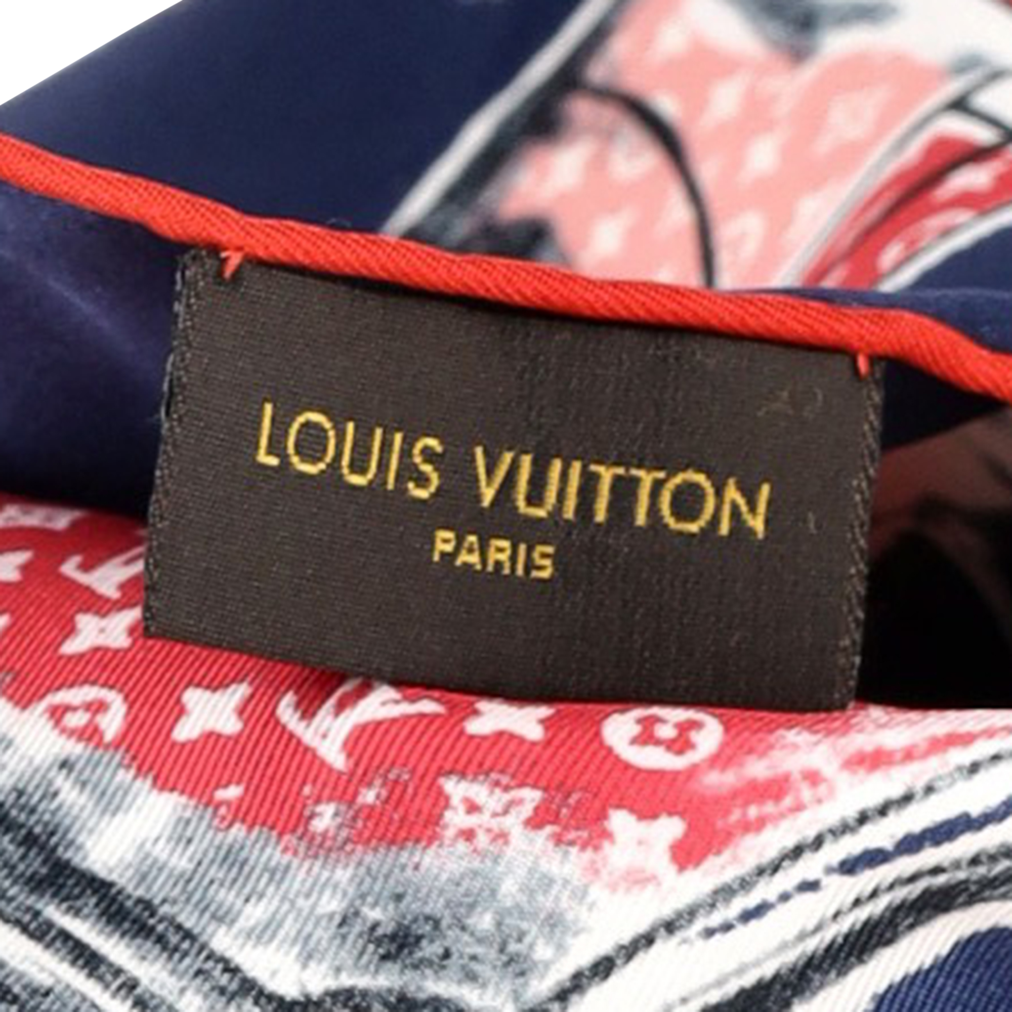 Preowned Louis Vuitton Red Trunks Silk Scarf red print