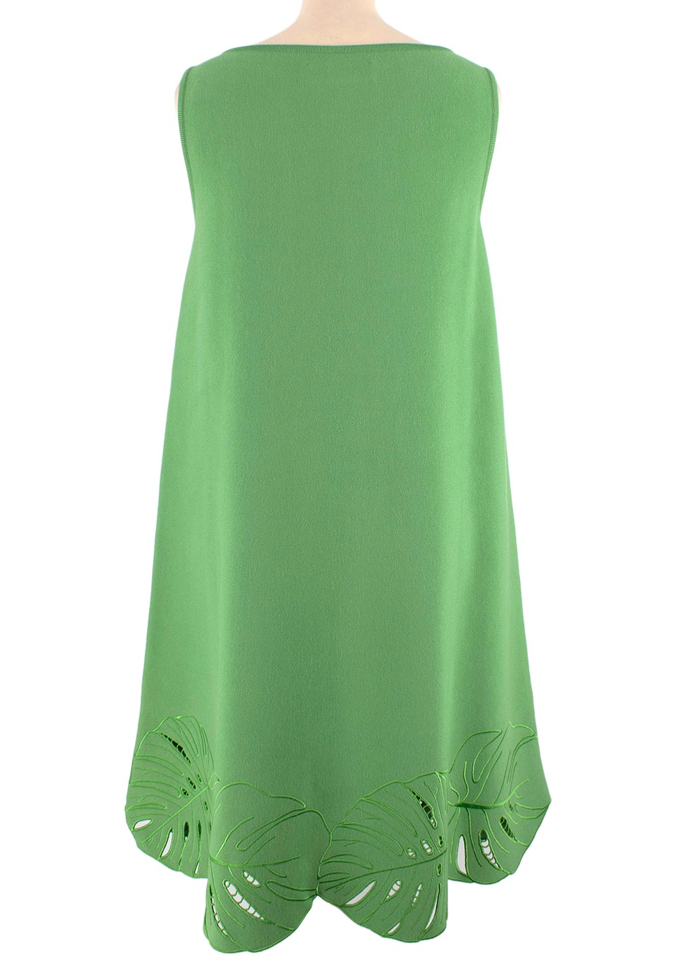 Oscar de La Renta Green Banana Leaf Cut-out Swing Dress Size S viscose