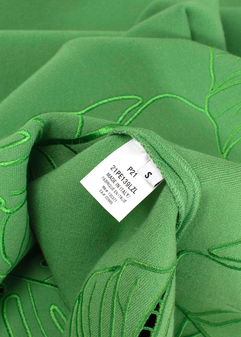 Oscar de La Renta Green Banana Leaf Cut-out Swing Dress Size S viscose