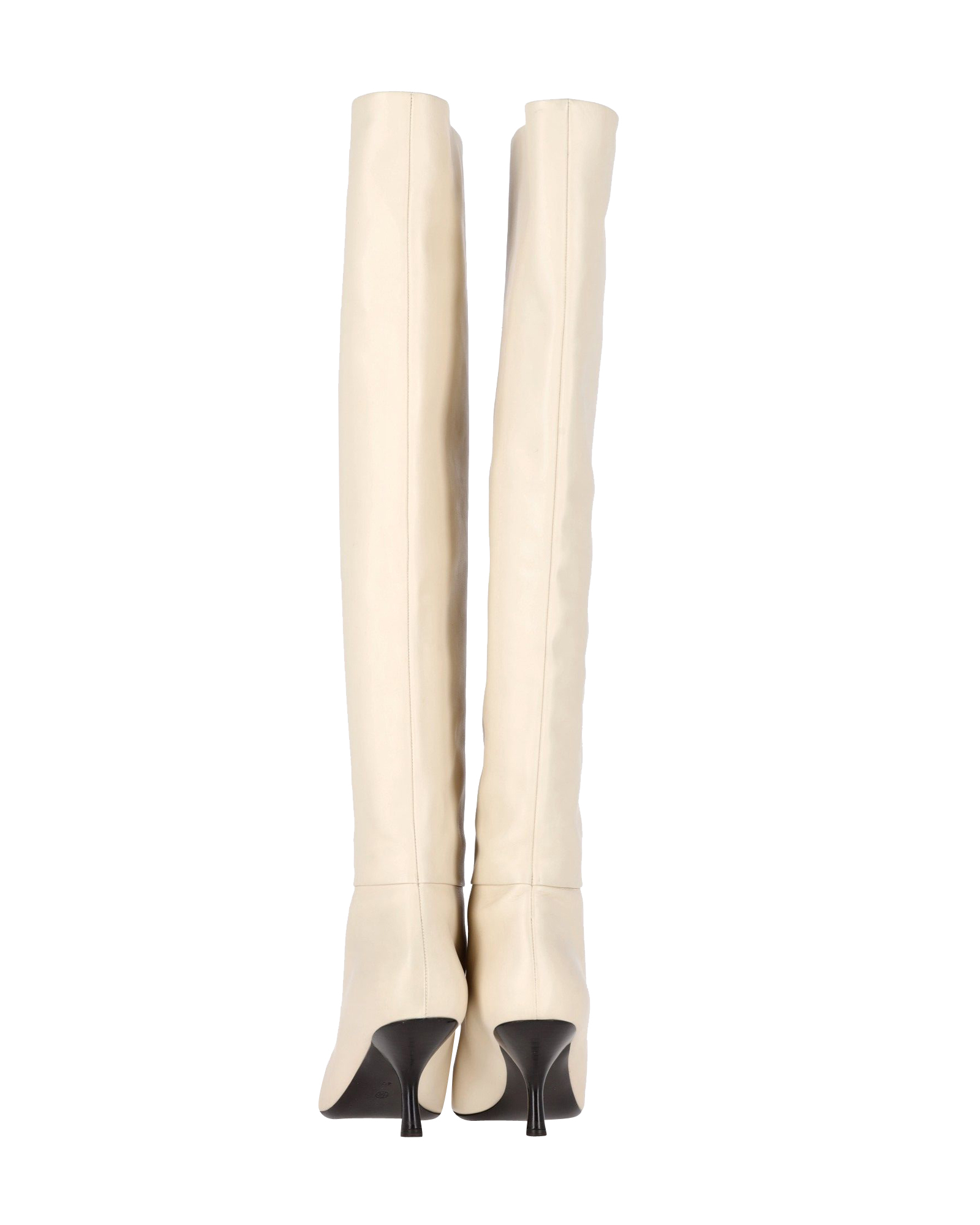 The Row Cream Calfskin Bourgeoisie Over-the-Knee Boots Size XS