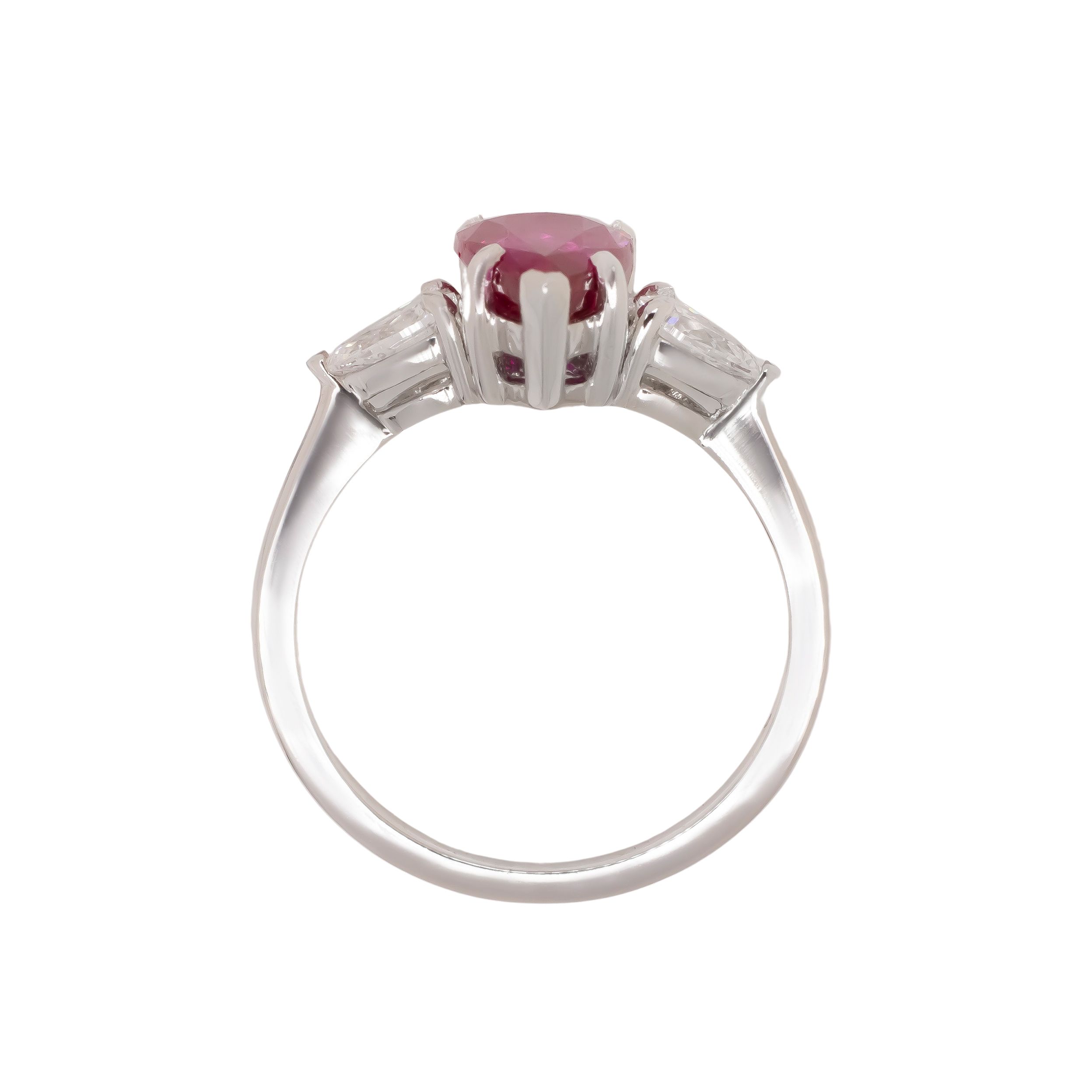 Antinori Fine Jewels 18kt White Gold 2ct Pear-cut Ruby  2ct Diamond Ring Red