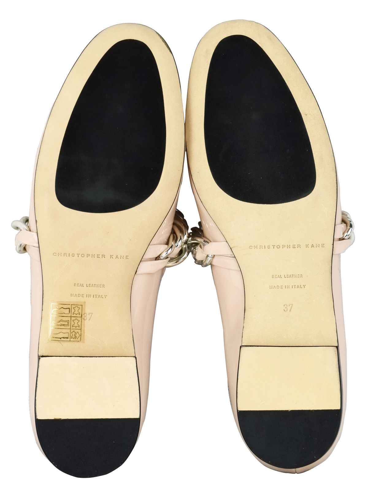 Christopher Kane Patent DNA Chain Loafers Size 405 Beige/Cream leather