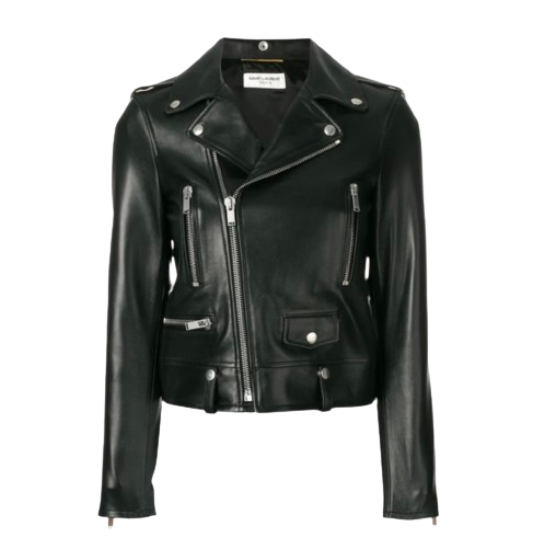 Preowned Saint Laurent Black Leather Biker Jacket Size XS