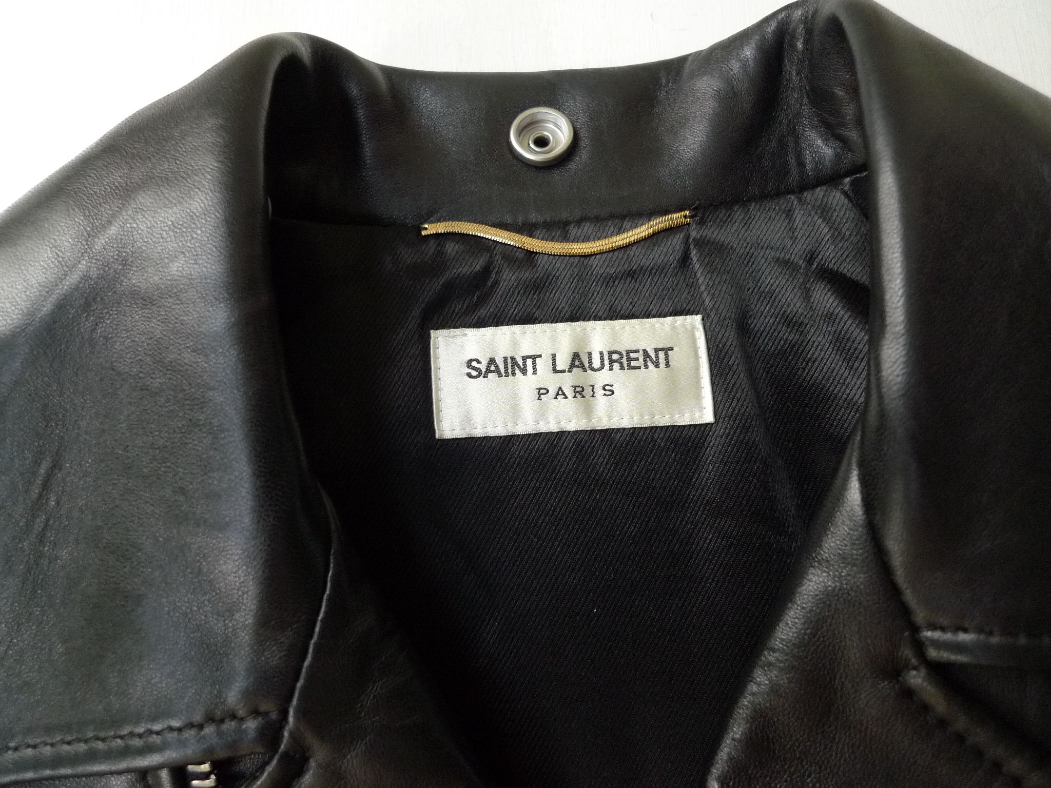 Preowned Saint Laurent Black Leather Biker Jacket Size XS