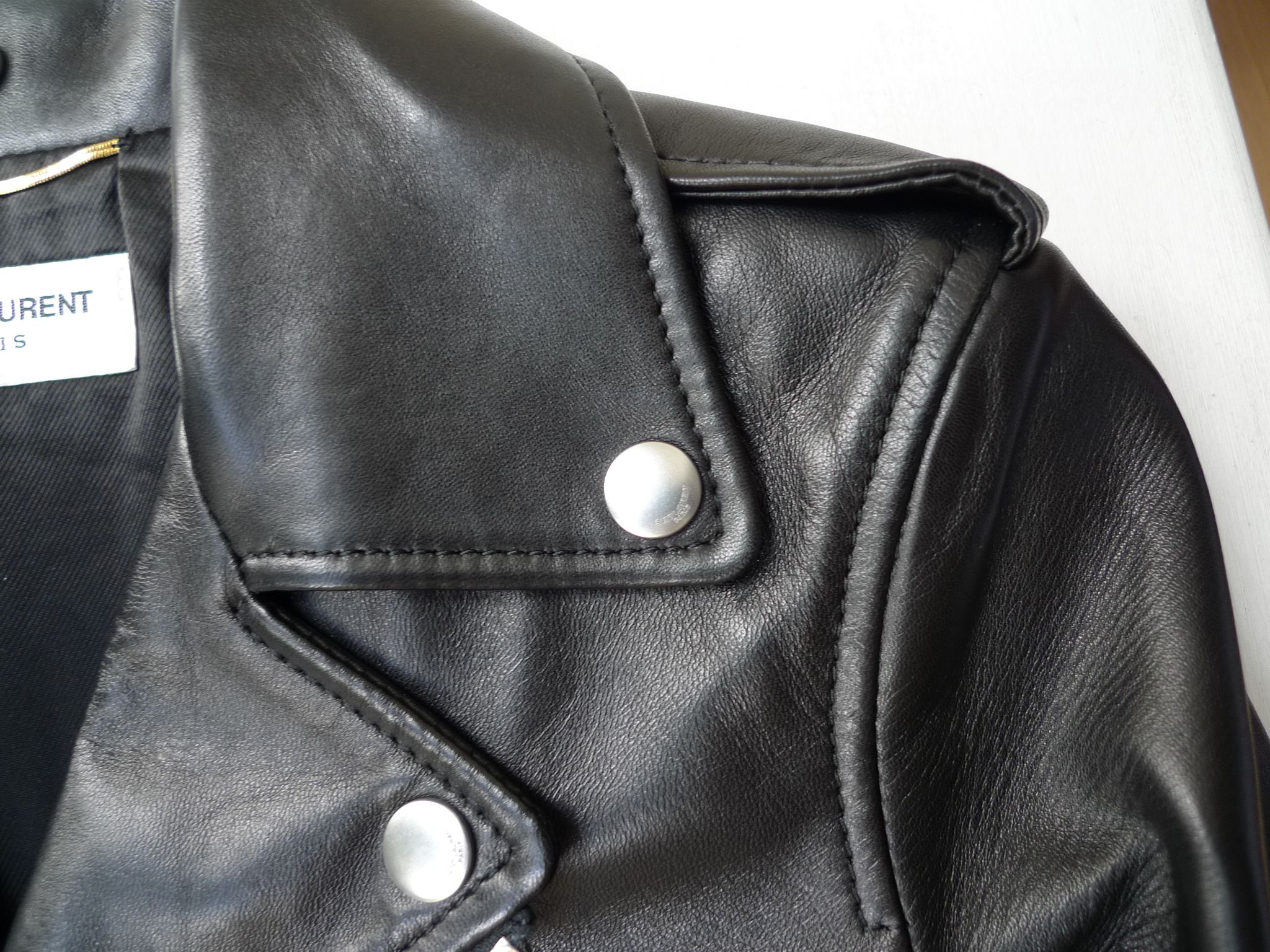 Preowned Saint Laurent Black Leather Biker Jacket Size XS