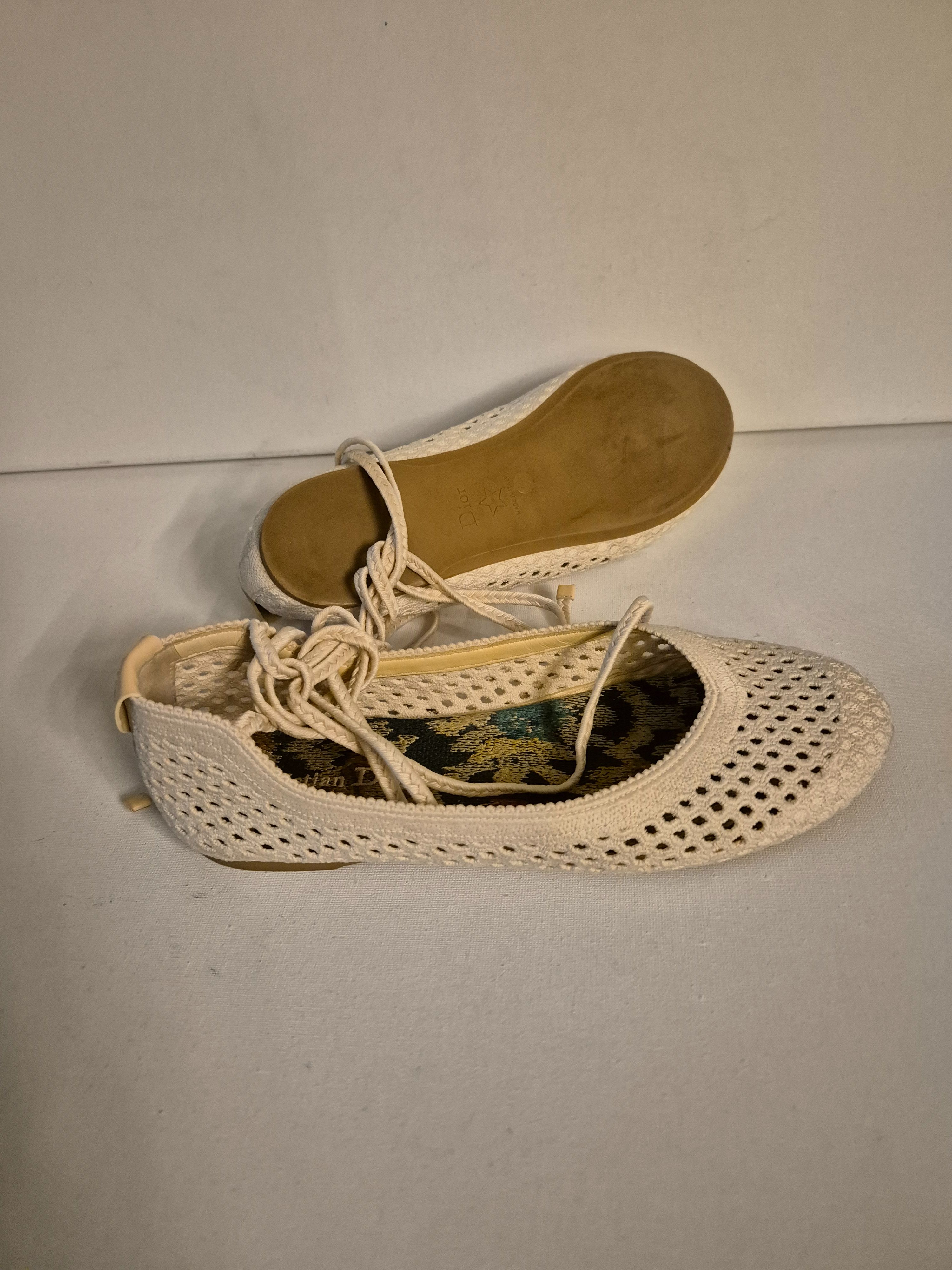 Preowned Dior Beige Poeme Ballet Flats Size 38 cloth