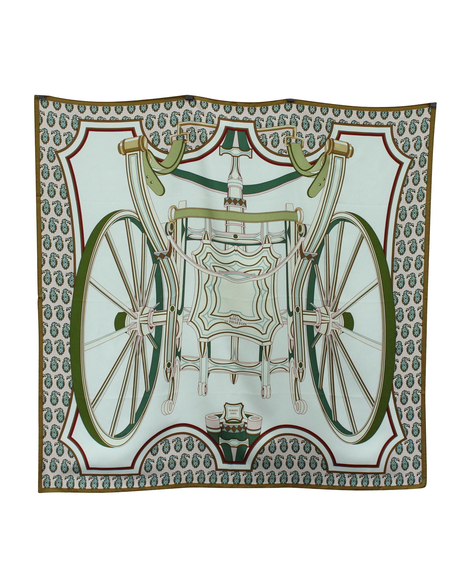 Hermes Les Roues de Phaeton Printed Silk Scarf 90