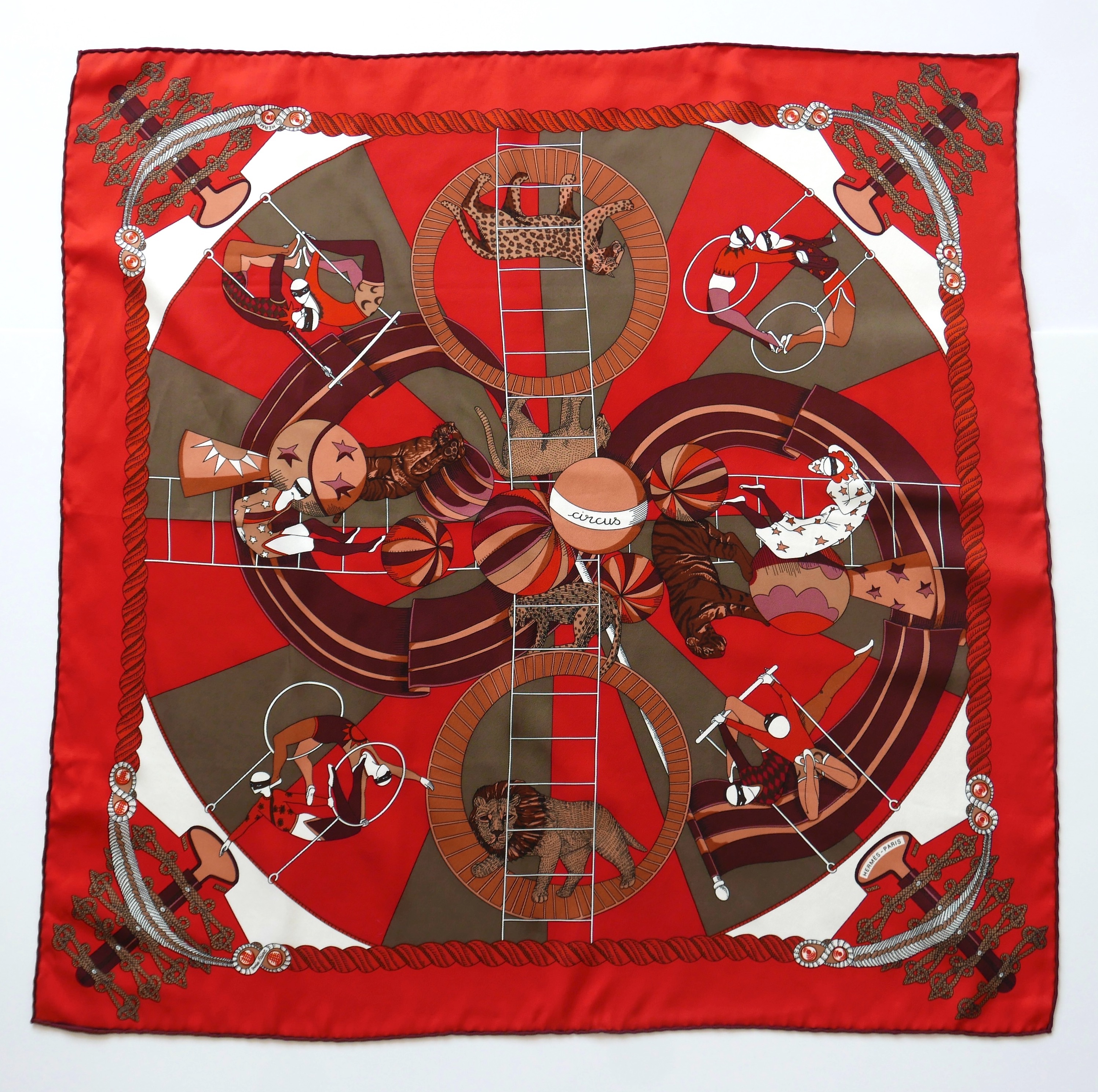 Hermes Red Circus Silk Scarf