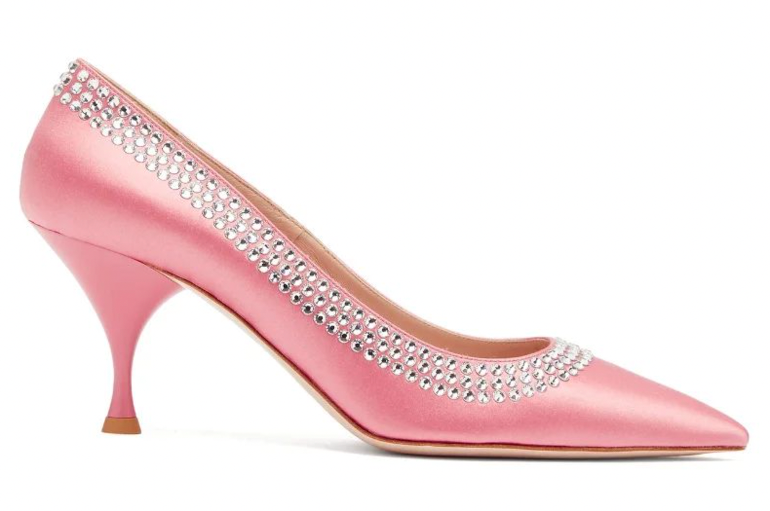 Preowned Miu Miu Pink Crystal Embellished Satin Pumps Size 35 leather/satin