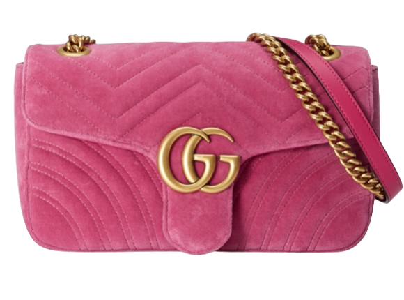 Preowned Gucci Pink Velvet Marmont Shoulder Bag